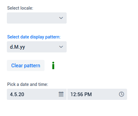 SuperDateTimePicker showing custom date display pattern