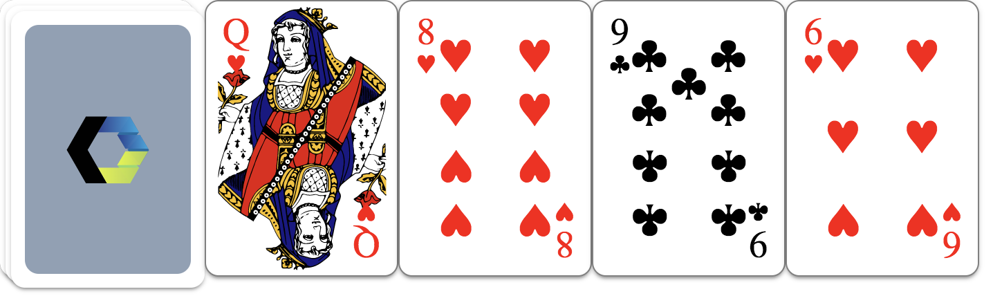 Deck and four cards